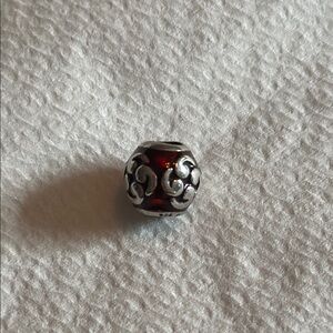 Pandora 925 ALE Sterling Silver Red Orange Enamel Zen Bead Charm